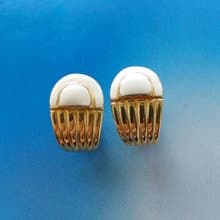 Vintage Jewelry 西洋古董飾品 奶油色調 指甲片片 夾式耳環