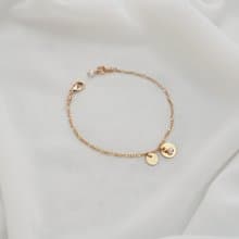 圓氐  人魚眼淚  大小圓片手鍊    鍍18K金色