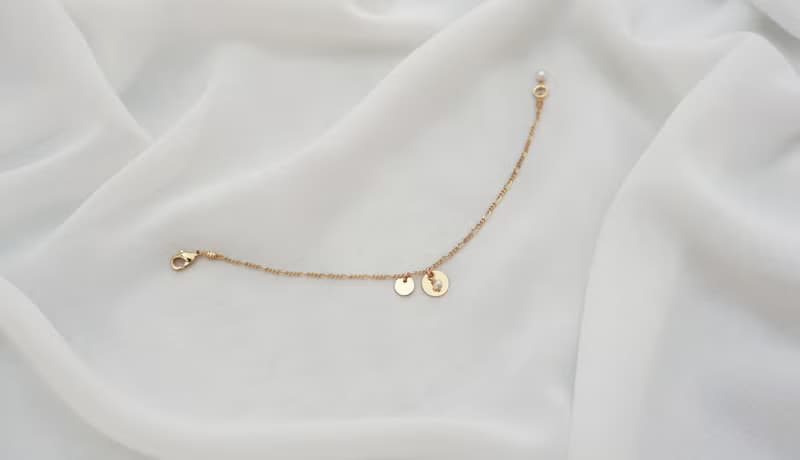 圓氐  人魚眼淚  大小圓片手鍊    鍍18K金色