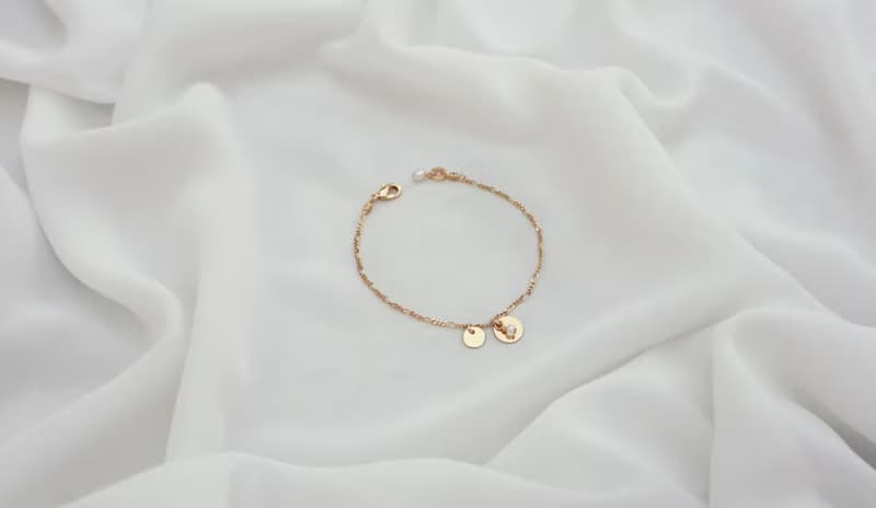 圓氐  人魚眼淚  大小圓片手鍊    鍍18K金色