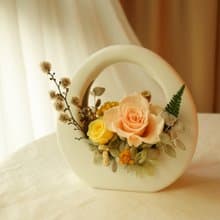 永生花特色O型小提籃-蜜桃色