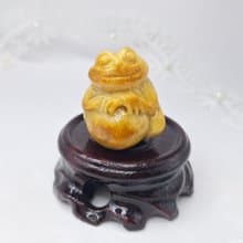 溫潤黃翡手工雕刻瓜瓜來財擺件 |天然緬甸玉A貨翡翠