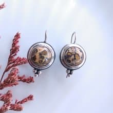 Vintage Jewelry 西洋古董飾品 手工925銀 原始石  針式耳環