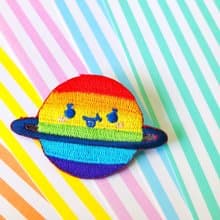 刺繡別針 繡布燙 -彩虹系列 -彩虹星球