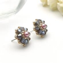 華麗耳環, 手作, 針式耳環, Gray stud earrings, Beaded stud earrings, Post Earrings