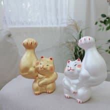 日本【RYUKODO】授權-筋肉開運招財貓(對)|禮物|結婚|聖誕禮盒|入