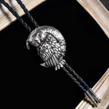月夜之鷹 貓頭鷹 保羅領帶 Bolo Tie 真皮 皮革項鍊 皮繩領帶