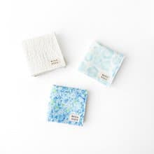 満開のネモフィラ　３枚セット　ギフト　贈りもの　ガーゼハンカチ　リネンガーゼハンカチ　オーガニックコットン使用