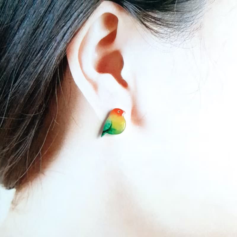 【動物們 No.030】牡丹鸚鵡 愛情鳥 耳環/耳夾