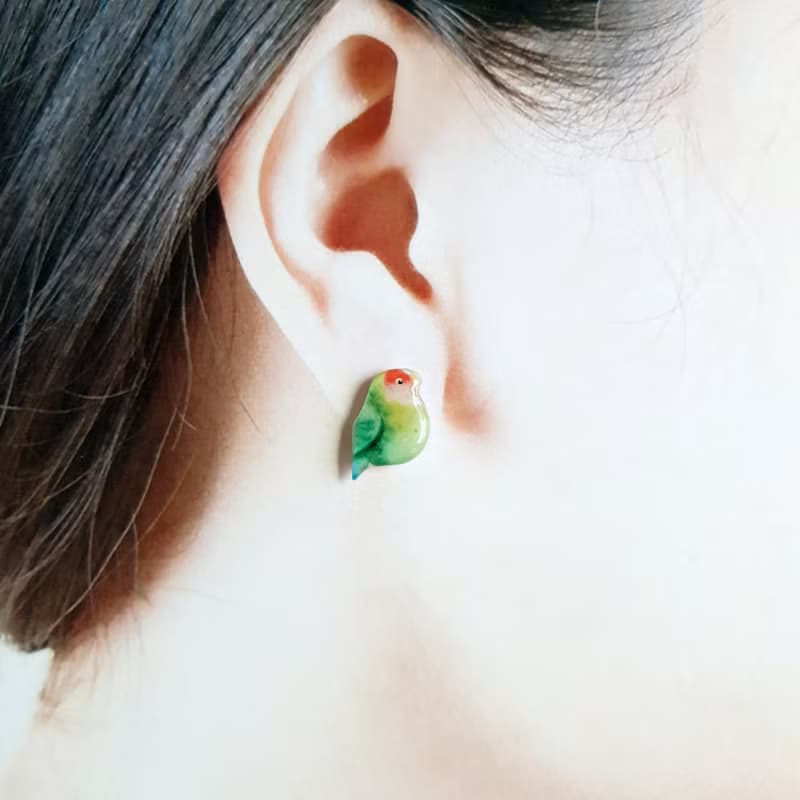 【動物們 No.030】牡丹鸚鵡 愛情鳥 耳環/耳夾