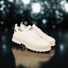 PALLADIUM PALLASHOCK LO WP+厚底巧克力低筒防水靴 奶白 74408