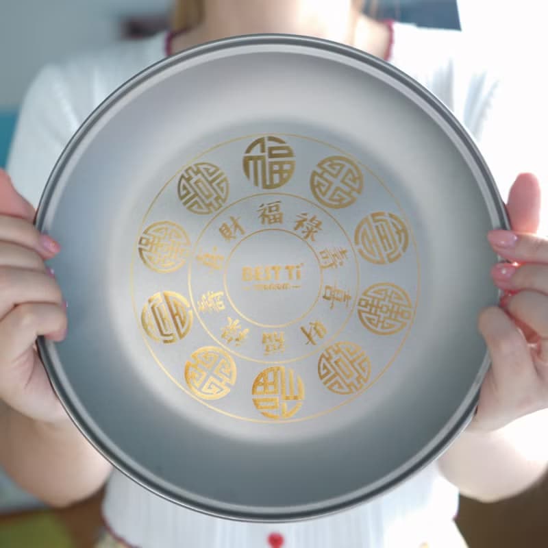 純鈦福氣盤 21cm鈦盤 露營登山 烤肉 餐盤 金屬盤 鈦盤