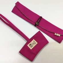 環保筷袋杯套組~手提式飲料杯套 餐具組收納袋 筷套(桃紅)F08-002