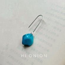 Hi onion原創小眾天然綠松石耳環耳夾高級個性復古藏式耳飾禮物