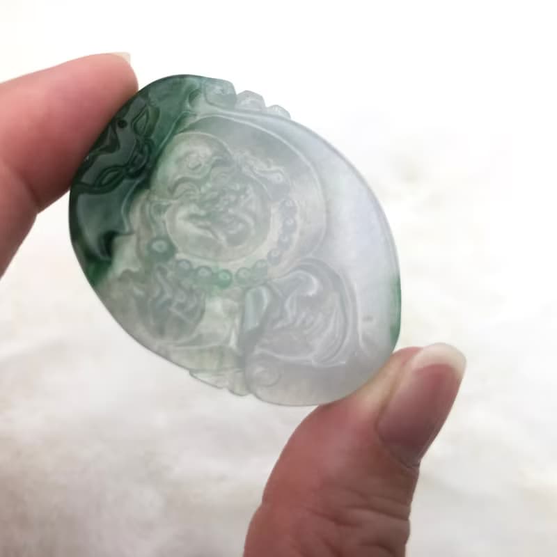 福至彌勒-緬甸A貨翡翠冰底飄辣綠佛公吊墜/高品值/送禮/長輩/平安