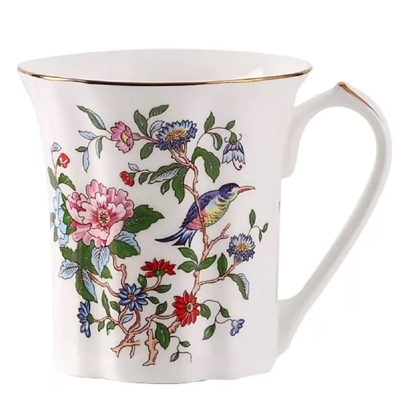 英國Aynsley 小屋花園/雀鳥/紅玫瑰/藍玫瑰 骨瓷約克馬克杯250ml