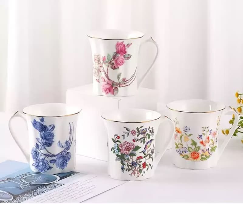 英國Aynsley 小屋花園/雀鳥/紅玫瑰/藍玫瑰 骨瓷約克馬克杯250ml