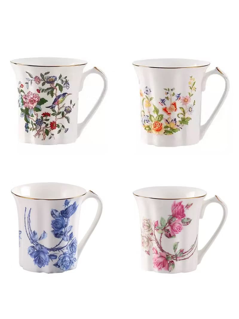 英國Aynsley 小屋花園/雀鳥/紅玫瑰/藍玫瑰 骨瓷約克馬克杯250ml