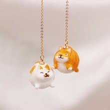 丸製作 | 肥橘白貓丸 &肥橘貓丸 一對耳勾 | 耳夾 | 耳飾 |