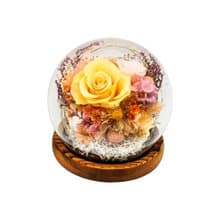 Enman永生花水晶玻璃球擺設 - 香檳橙