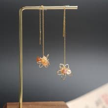 【花火】天然石 耳環 耳線 | 兔毛晶