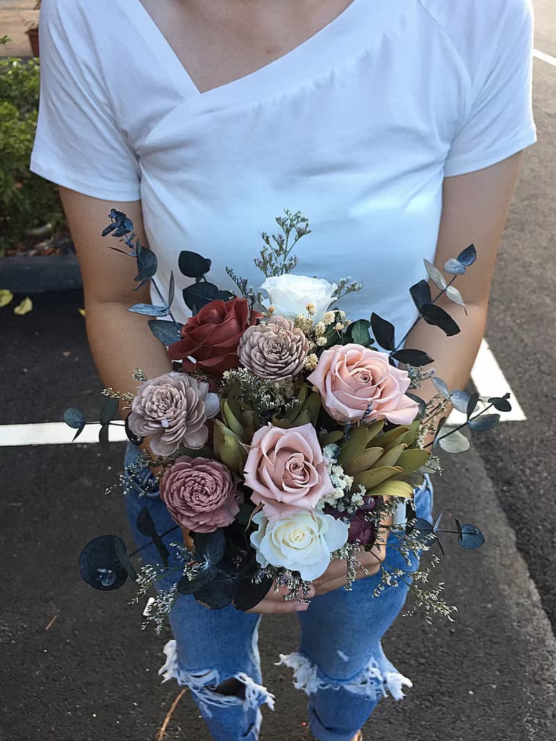 不凋花復古色系捧花  畢業季花束  居家擺設