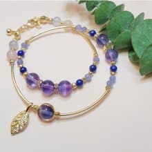 星靛迴音。藍紫螢石 青金石 坦桑 海藍寶 雙圈水晶手鍊