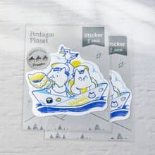 海上紙船大冒險大貼紙 2入 行李箱貼紙 造型貼紙 /五角星球