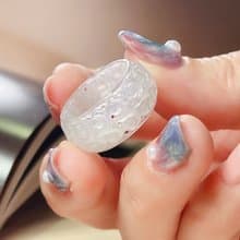 冰種翡翠雕花玉戒 | 天然緬甸A貨翡翠 | 送禮