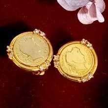 vintage jewelry Ellen Designs 仿羅馬金幣 夾式耳環