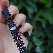 原創設計天然石macrame手工編繩月光石頸鏈 moonstone choker