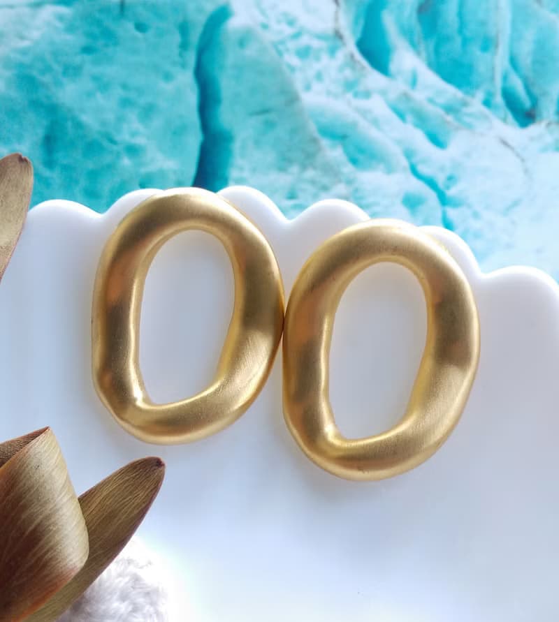 Vintage Jewelry 西洋古董飾品 啞光 不規則 圈圈 針式耳環
