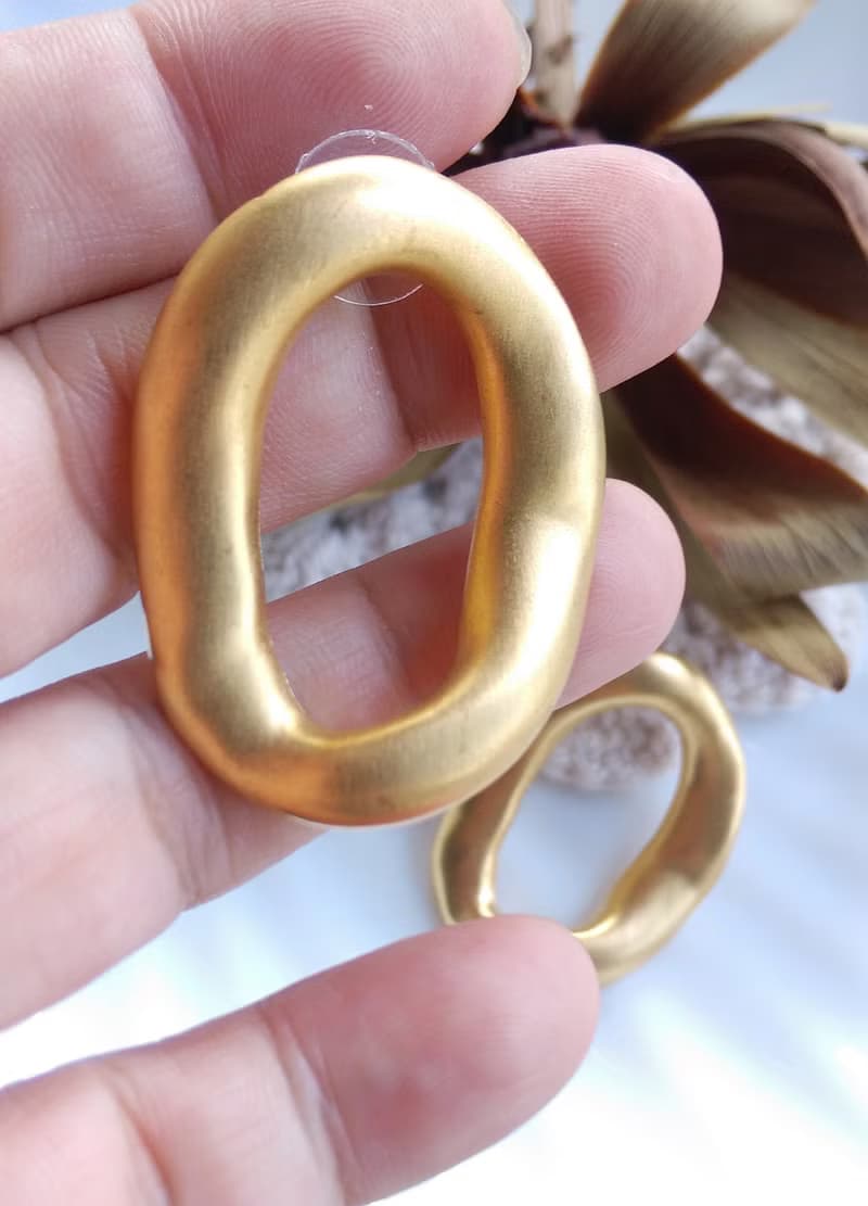 Vintage Jewelry 西洋古董飾品 啞光 不規則 圈圈 針式耳環
