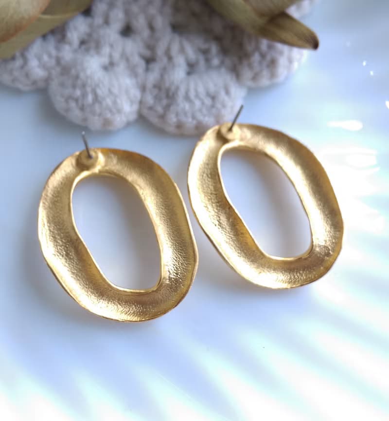 Vintage Jewelry 西洋古董飾品 啞光 不規則 圈圈 針式耳環