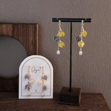 【垂花】手作立體水晶花貼耳耳環 無痛耳夾 uv飾品