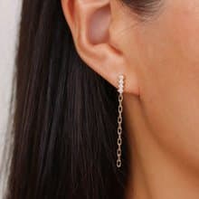 s925銀長款鏈條耳釘 簡約超閃鋯石流蘇女生耳釘 母親節禮物推薦