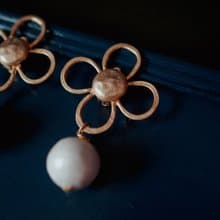 花朵浮誇係古董飾品耳夾耳環 vintage母親節 禮物