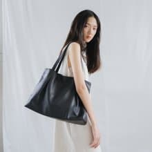 MARY-LIGHTWEIGHT WOMEN COW LEATHER TOTE BAG- BLACK