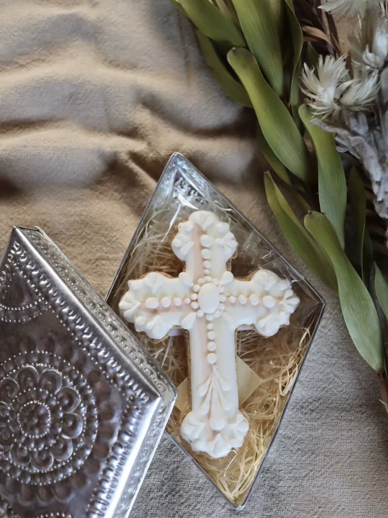 有機糖霜餅乾鋁豪華盒套(中等尺寸)　cross　antique