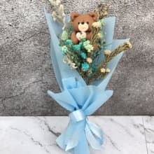 Eudora House 迷你小熊花束、水藍色系、生日禮物、教師節花禮