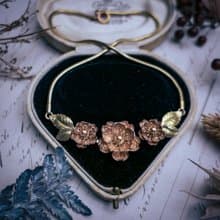 Krementz 大小雙色野玫瑰項鍊－美國古董首飾 Vintage Jewelry
