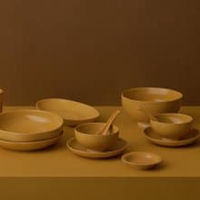 KOGA 許家陶器品 陶質六角大碗 (窯黃)