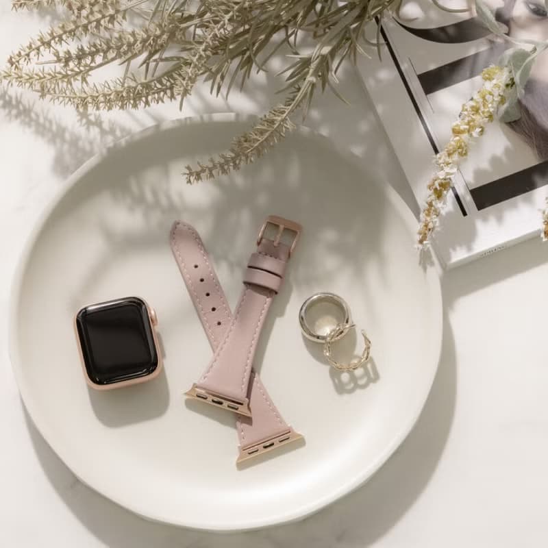 Apple Watch 44/45/46/49mm 莫蘭迪仕女真皮錶帶