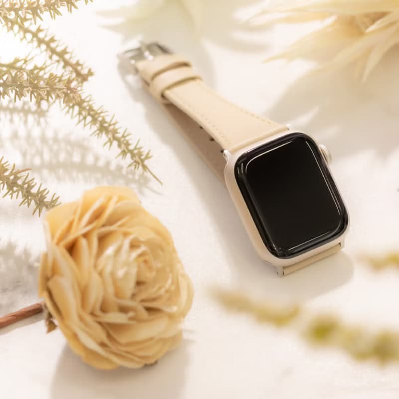 Apple Watch 44/45/46/49mm 莫蘭迪仕女真皮錶帶