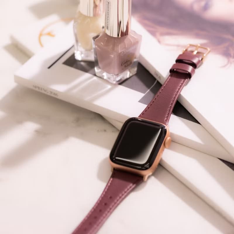 Apple Watch 44/45/46/49mm 莫蘭迪仕女真皮錶帶
