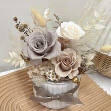 北歐淺灰奶茶盆花 開幕花禮  入厝花禮 附禮盒提袋卡片