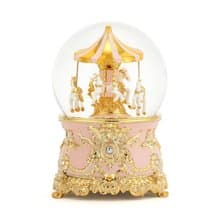 粉金 旋轉木馬 水晶球音樂盒 生日情人告白聖誕交換禮物療癒紓壓