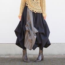 【自由にアレンジスカート】小倉織ストライプ－Stripe－自由自在にデザインができる・動くたびに美シルエット・サーキュラースカート・d-sk001S