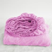 Bubble gum linen fitted sheet / Softened linen bed sheet / Deep pocket
