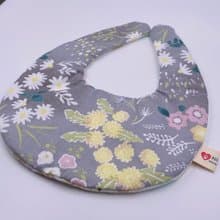 灰底和風花卉 二重紗 口水巾 設計款 彌月禮